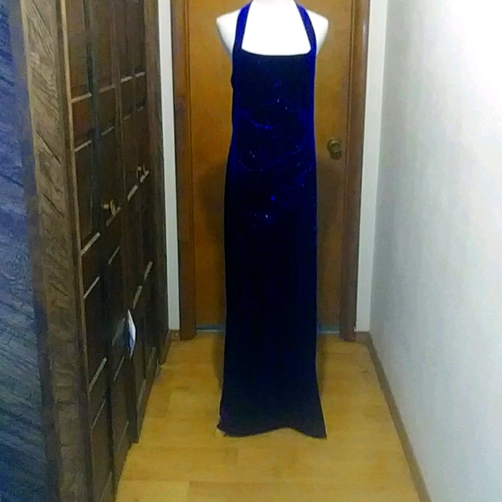 Vintage 1990's blue Velvet Formal dress